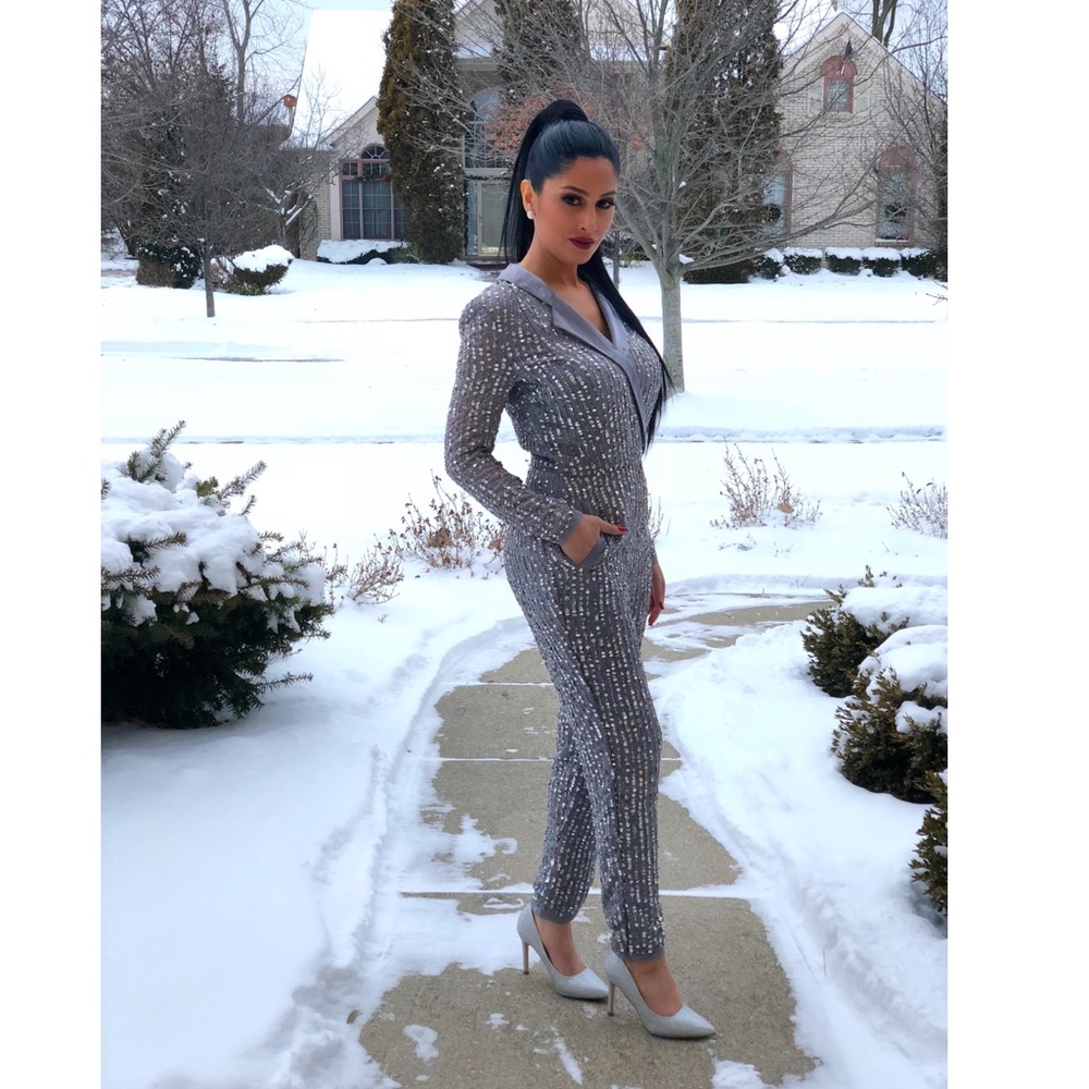 Sequin Long Sleeve Jumpsuit